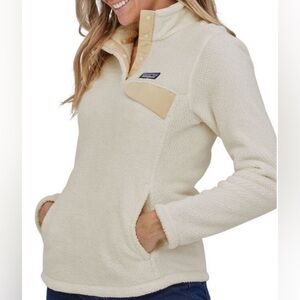 Patagonia Off-White Deep Pile Fleece Pullover Sweater Medium